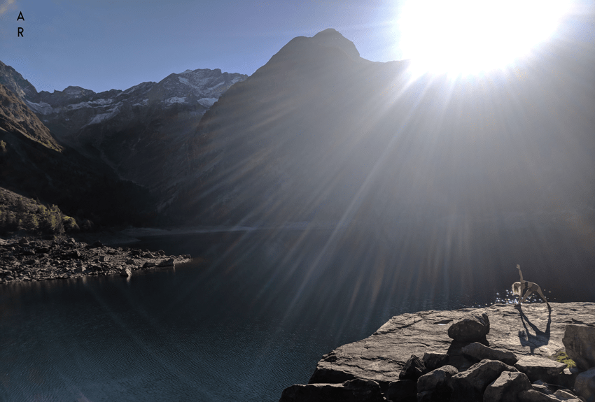 Triangle pose at Lac Lauvitel